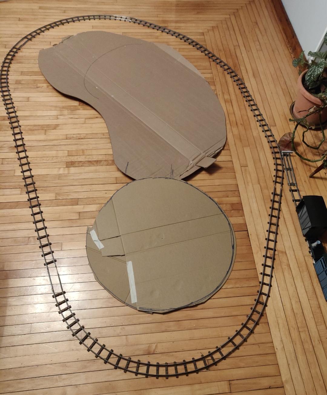 With the ponds in place, the track plan becomes a bit easier to visualize.